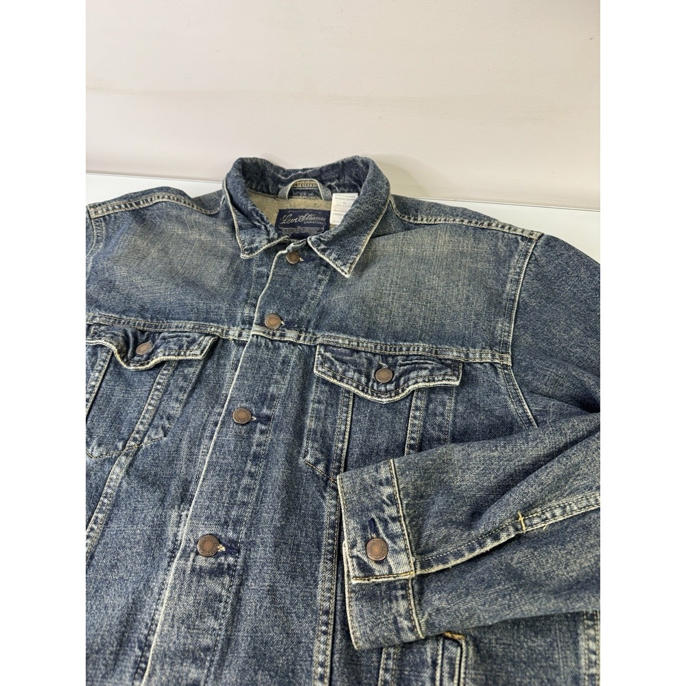 Mens Levi Strauss Standard Trucker Jacket Size XL Blue Jean Denim Biker